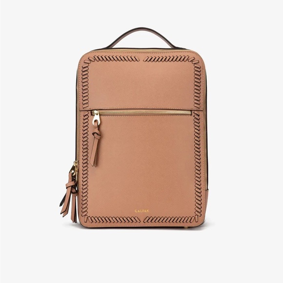 Calpak kaya 15 inch laptop backpack bag luggage travel braided detail caramel - Picture 2 of 12